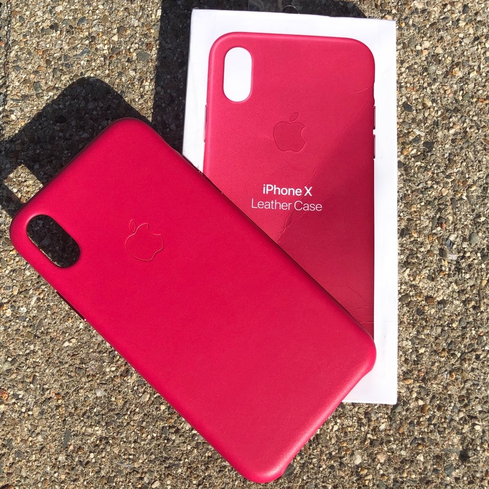 I PHONE X LEATHER PINK APPLE CASE